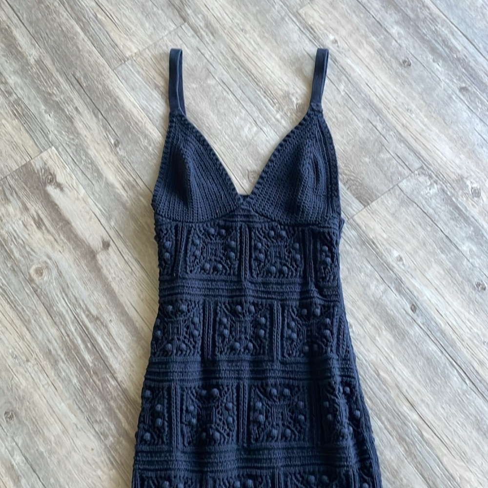 Anthropologie Crochet Knit Mini Dress In Black - Picture 6 of 7